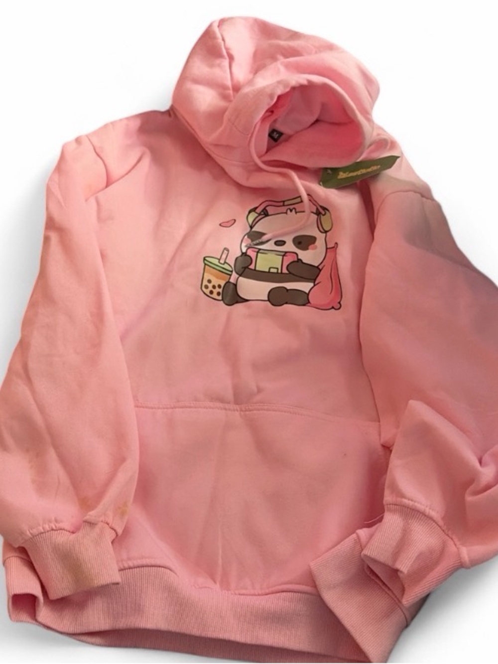 Pink Kids Hoodie with Cute Panda Graphic